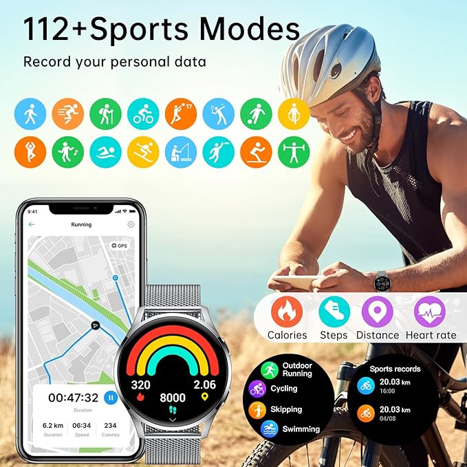 Smart Watch for Men Women Fitness: Waterproof Make/Answer Call Smart Watches for Men Digital Mens Watches Running Step Tracker Smartwatch Android Phones iPhone Samsung Compatible Heart Rate Monitor