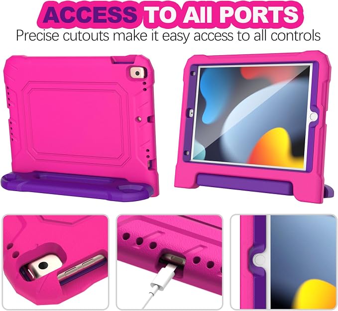 YIHE Kids Case for iPad 10.2 9th/8th/7th Gen Pro 10.5 &amp Air 3 BlackBlue | Full Body Shockproof Protective Cover Handle Stand Built-in Screen Protector Fun Colors
