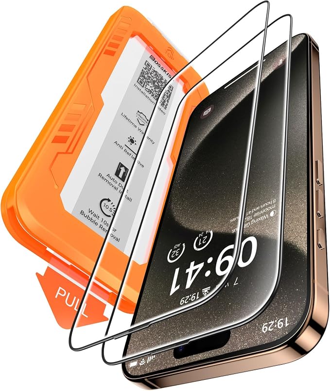 BossKiss for iPhone 11/iPhone XR Screen Protector TOP 9H Hardness Military Grade Shatterproof HD Tempered Glass Full Coverage Anti-Scratch Easy Installation Case Friendly 2 Pack
