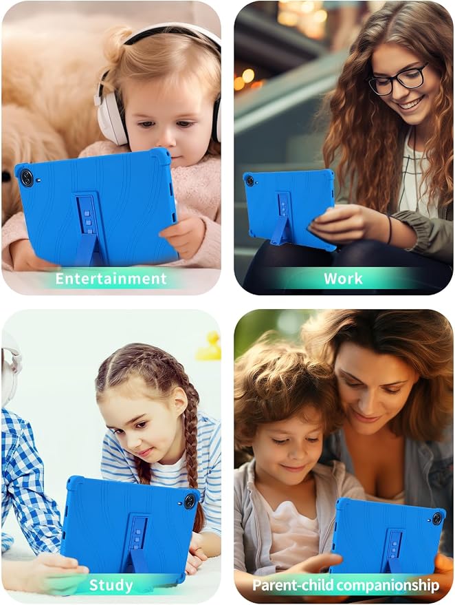 Case for Urao G140L Tablet 14 inch Android 15 TabletWUNIAK Shock Proof Lightweight Stand Rubber Shell Protective CoverKids Friendly Soft Silicone Adjustable Stand CoverBlack