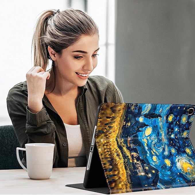 Case for New iPad (A16) 11th Generation 11 Inch 2025for iPad 10th Generation 2022 10.9 Inch Multi-Angle Stand Smart Cover Shockproof with Auto Wake/Sleep ，Starry Sky