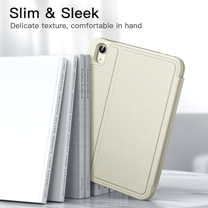 JETech Folio Case Cover for iPad mini A17 Pro/6th Gen (2024/2021) Black | Multi-Angle Stand Cover Pencil Holder Slim Protective Cover Auto Wake/Sleep
