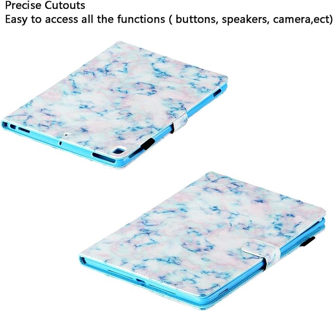 for Apple iPad 9th/8th/7th Generation 10.2 Inch Case 2021/2020/2019Smart PU Leather Folio Stand Magnetic Wallet with Card Pockets [Auto Wake/Sleep] Soft TPU Shockproof Cover Pink Beach Sea
