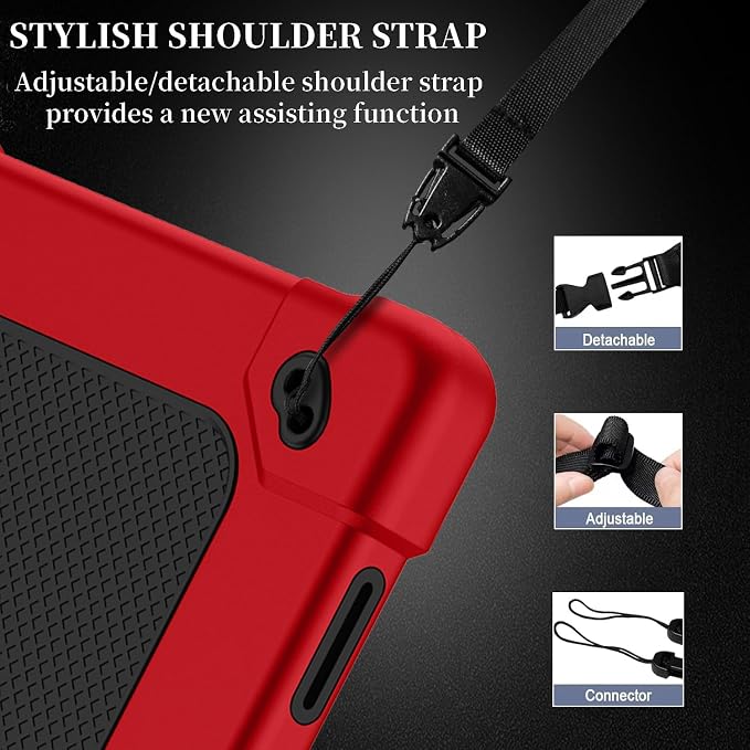 for Callsky-Tab Cpad 10 Tablet 10.1 inch Case with 2 Pcs Screen ProtectorHeavy Duty Shockproof Stand Shoulder Strap Case for Callsky-Tab Ctab 10/Callsky-Tab Cpad 10 Tablet (Black)