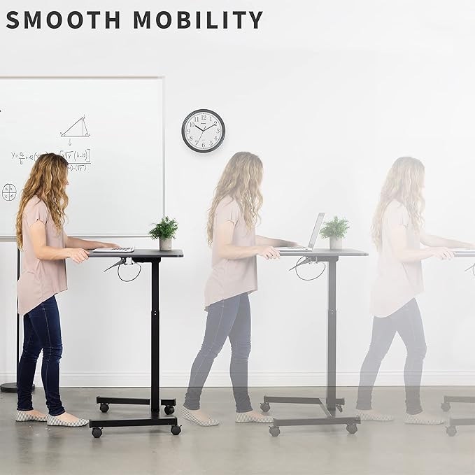 VIVO Mobile 32 inch Sit Stand Laptop Cart, Height Adjustable Rolling Podium, Locking Wheels, Black, CART-V07B