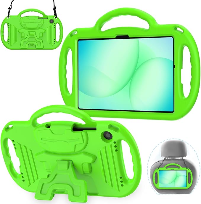 Kids Case for Samsung Galaxy Tab A11+ Plus/A9+ Plus 11 Inch Case with Strap Shockproof Lightweight Handle Stand 2025/2023 Model with Lanyard Black