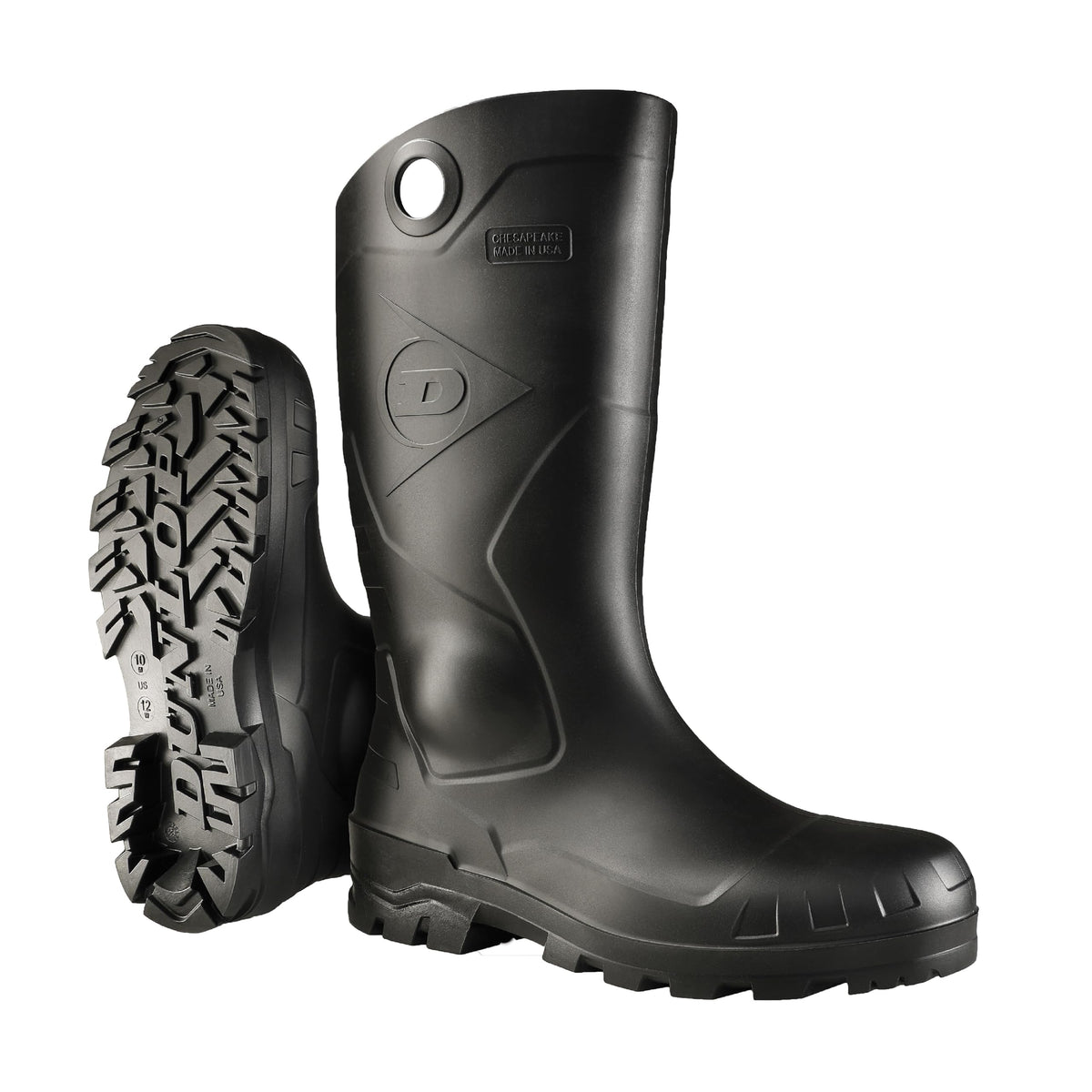 DUNLOP Chesapeake Rubber Boots Plain Toe for Men & Women – PVC - Waterproof - Lightweight Garden, Fishing & Rain Boots with Wide Calf – Black – Size 3–24