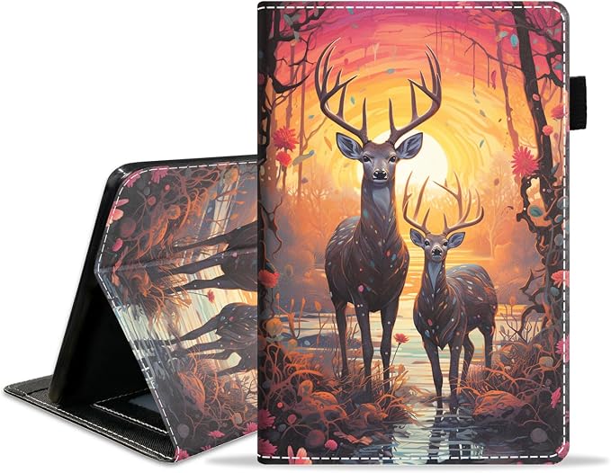 Case for Amazon Fire HD 8/HD 8 Plus Tablet (8 12th/10th Generation 2024/2022/2020 Release) Slim PU Leather Stand Folio Cover with Auto Wake Sleep African Woman Wolf