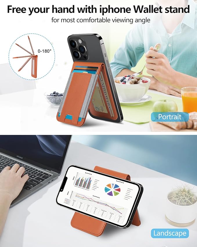 ExtreLife 2-in-1 Magsafe Wallet Adjustable Stand Open ID Window Magnetic Wallet for iPhone 17/16/15/14 Pro Max/14 Pro/14 Plus/13/12 Series 9 Cards Holder Vegan Leather Black