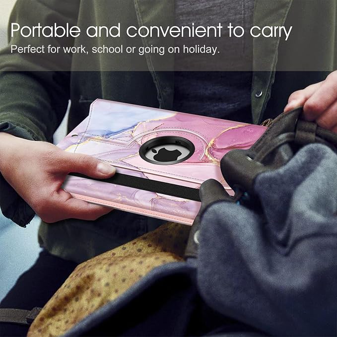 Fintie 360° Rotating Case for iPad 9th / 8th / 7th Generation 10.2 Inch | Swivel Stand Portrait &amp Landscape Viewing Shockproof Cover with Pencil Holder Auto Wake/Sleep Aqua Wave