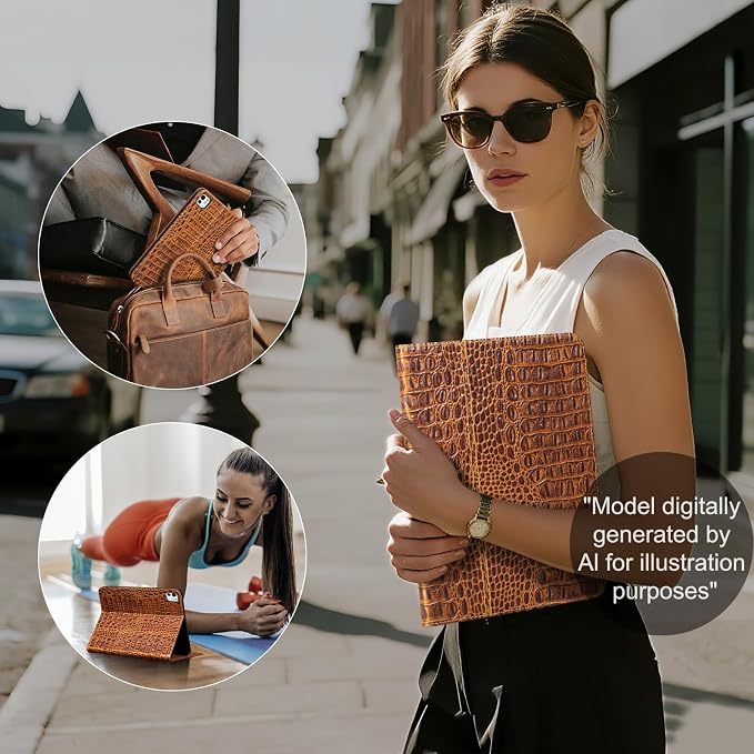 Leather Case for iPad 10.2 InchiPad 9th / 8th / 7th Generation Case (2021/2020/2019) Full Grain Leather CoverSmart Folio with Auto Sleep/Wake Anti Slip Crocodile Brown