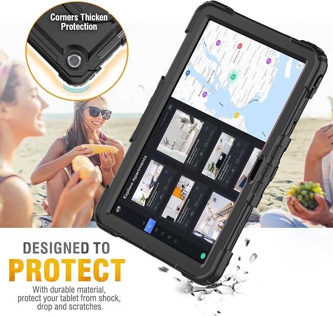 HXCASEAC Case for Samsung Galaxy Tab S6 Lite 10.4 inch Protective with Screen Protector/Hand Strap/S Pen Holder Shockproof S6 Lite Tablet Case 2024/2022/2020 SM-P610 SM-P613 SM-P620 - Black