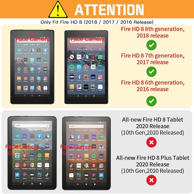 VORI Folio Case for Amazon Fire HD 8 Tablet (8th/7th/6th Generation 2018/2017/2016 Release) Slim Premium PU Leather Stand Protective Cover with Auto Wake/Sleep Galaxy