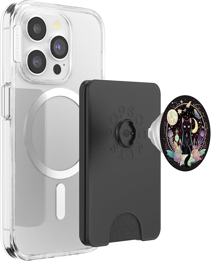 Moon Phases Crystal Witchy Cute Black Cat Kawaii Pastel Goth PopSockets Adhesive PopGrip