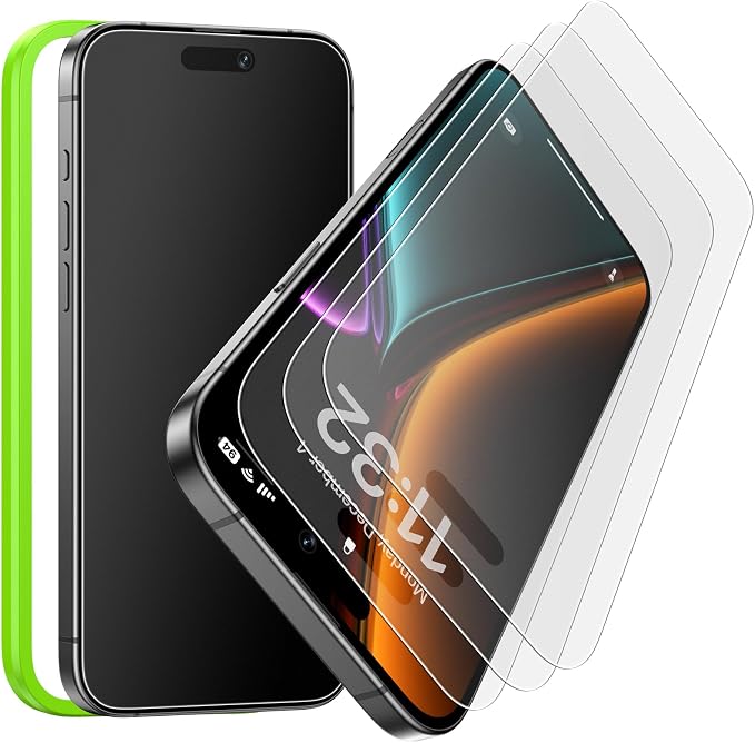 Esanik 3-Pack for iPhone 17/16 Pro Matte Glass Screen Protector - Anti-Glare Anti-Fingerprint Anti-Reflection 9H Hardness Smooth Touch Easy Installation Frame Included