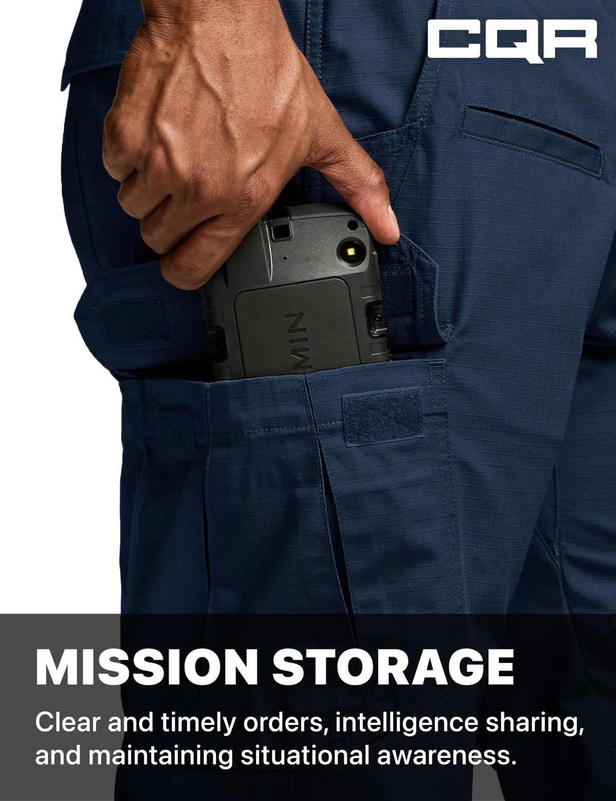 CQR Men's Tactical Pants, Water Resistant Ripstop Cargo Pants, Lightweight EDC Work Hiking Pants, Outdoor Apparel, Raider Midnight Blue, 34W x 30L