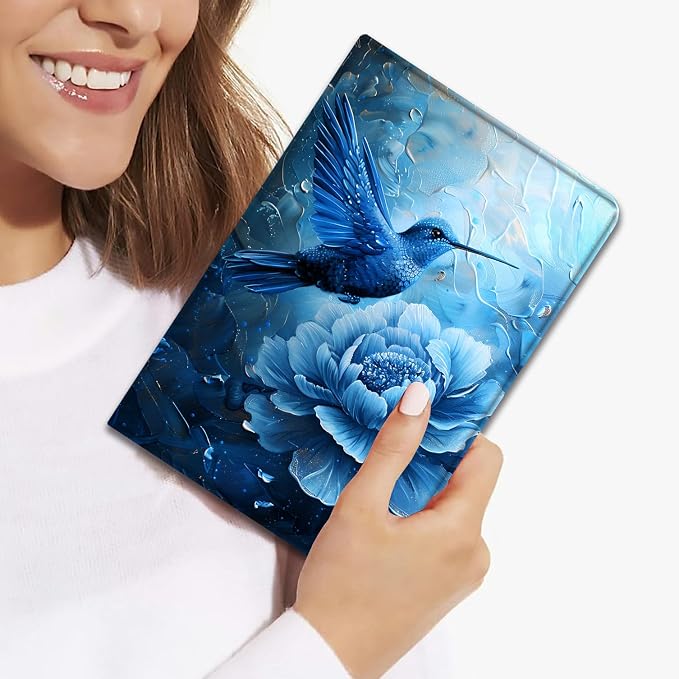 Case for Samsung Galaxy Tab A11 + Plus/A9 + Plus 11 Inch 2025/2023 Ultra-Thin Multi-Angle Protective Cover with Auto Sleep/Wake Black Cat and the Blue Flower