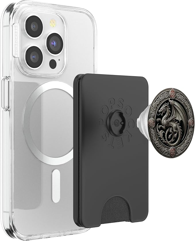 Aesthetic Viking Chinese Dragon Silver Mythical Fantasy PopSockets Adhesive PopGrip