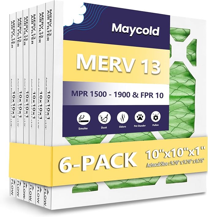 Maycold MERV 13 10x10x1 Air Filter, High-Efficiency Pleated AC & Furnace Filters