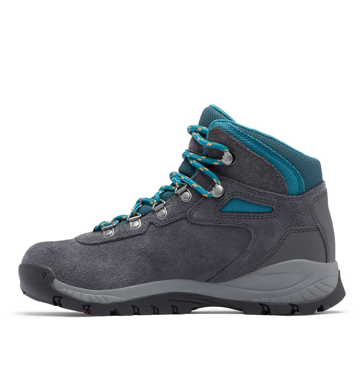 Columbia Womens Newton Ridge Plus Waterproof Amped, Shark/River Blue, 9