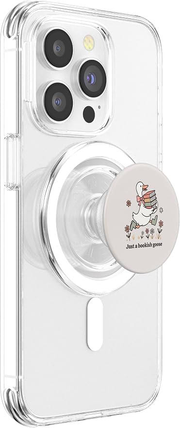 Funny Goose with Books Cute Bookworm Reader PopSockets Adhesive PopGrip