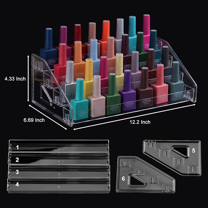Nail Polish Organizer Clear Acrylic Eyeglasses Display Holder Essential Oil Storage Rack Makeup Stand Tray - 4 Layer