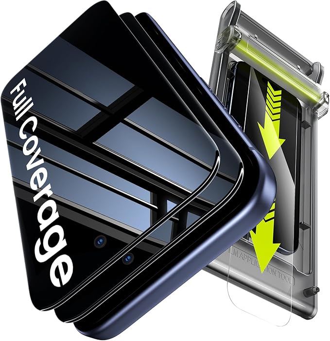 WSKEN Privacy Screen Protector for iPhone 17 Pro - Full Coverage Tempered Glass 24° Anti Spy Private Screen Auto Alignment Installation Tool Full Edge Case Friendly Protector