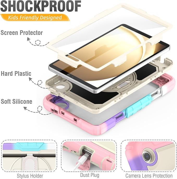 HXCASEAC Case for Samsung Galaxy Tab S6 Lite 10.4 inch Protective with Screen Protector/Hand Strap/S Pen Holder Shockproof S6 Lite Tablet Case 2024/2022/2020 SM-P610 SM-P613 SM-P620 - Black