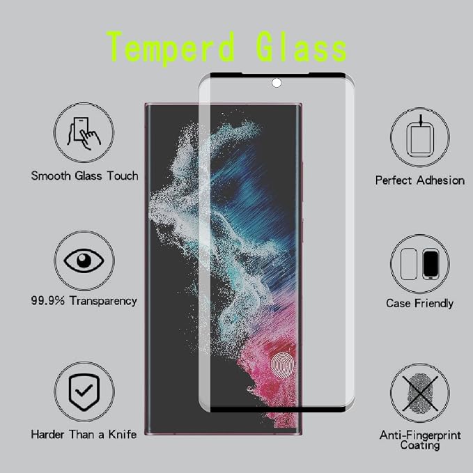 [4 Pack] Tempered Glass Screen Protector for Samsung Galaxy S22 Ultra | Tempered Glass Scratch Resistant Easy-Install Bubble Free Anti-Fingerprint