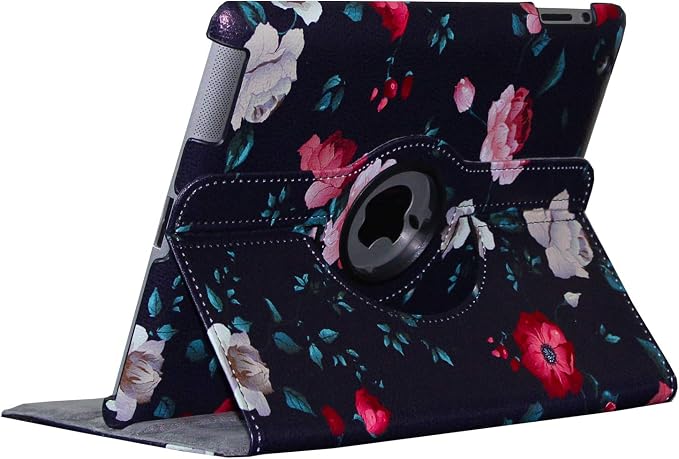 Case for iPad Air 2 Rotating Stand Smart Case Cover Magnetic Auto Wake Up/Sleep for A1566 A1567 MGLW2LL/A MH0W2LL/A MGL12LL/A MH2V2LL/A MH2W2LL/A MH2U2LL/A (Black)