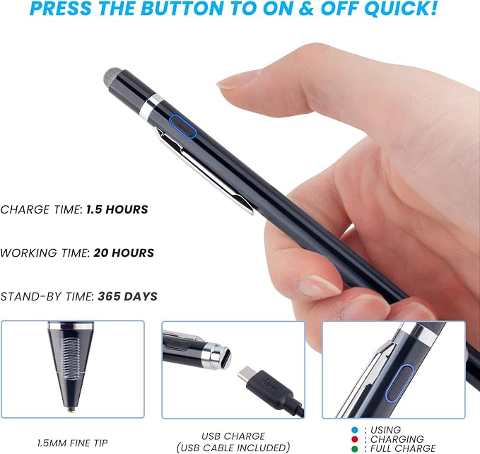 Stylus Pens for HP Envy X360 Convertible 2 in 1 Laptop EDIVIA Digital Pencil with 1.5mm Ultra Fine Tip Stylus Pen for HP Envy X360 Convertible 2 in 1 Laptop Black
