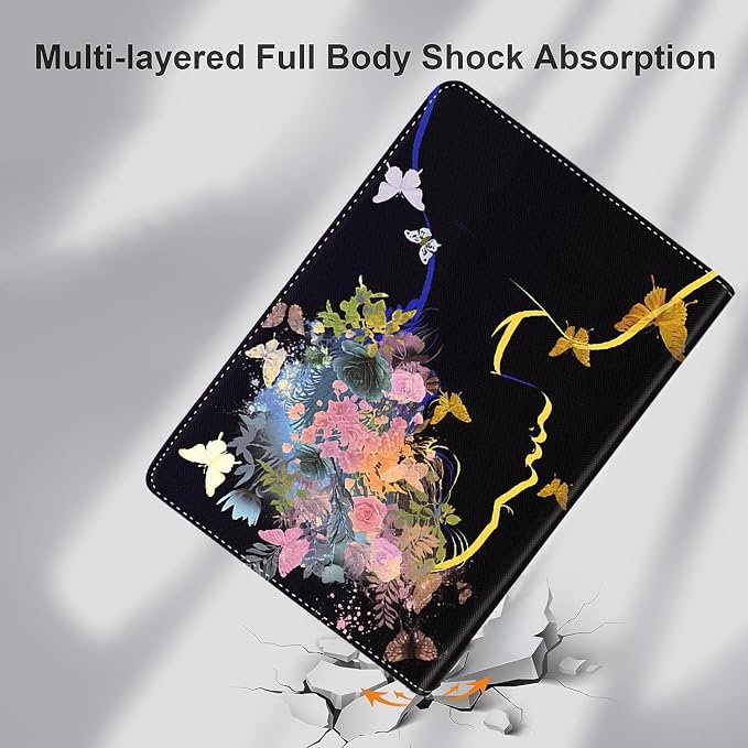Case for iPad (A16) 11th Generation 11 Inch (2025) iPad 10th Generation 10.9 Inch (2022)，Slim Fit Foldable Standing Cover Case with Auto Sleep/Wake ，Moth Moon