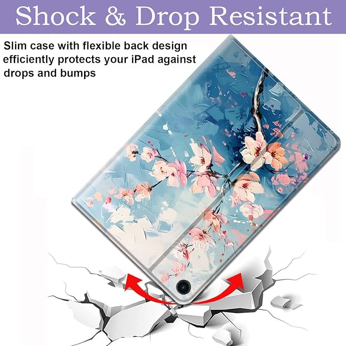 Case for Samsung Galaxy Tab A11 + Plus/A9 + Plus 11 Inch 2025/2023 Ultra-Thin Multi-Angle Protective Cover with Auto Sleep/Wake Black Cat and the Blue Flower