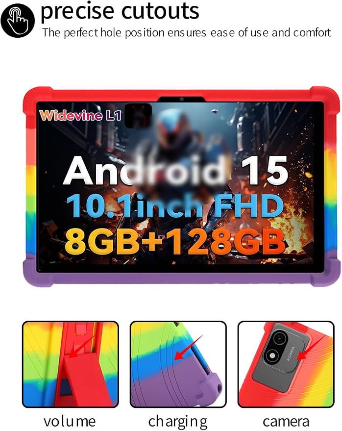 for Headwolf W6 10.1 Inch Tablet CaseBOVUGAC Soft Silicone Adjustable Stand Shockproof Kids Friendly for Headwolf W6 10.1 Tablet(Black)