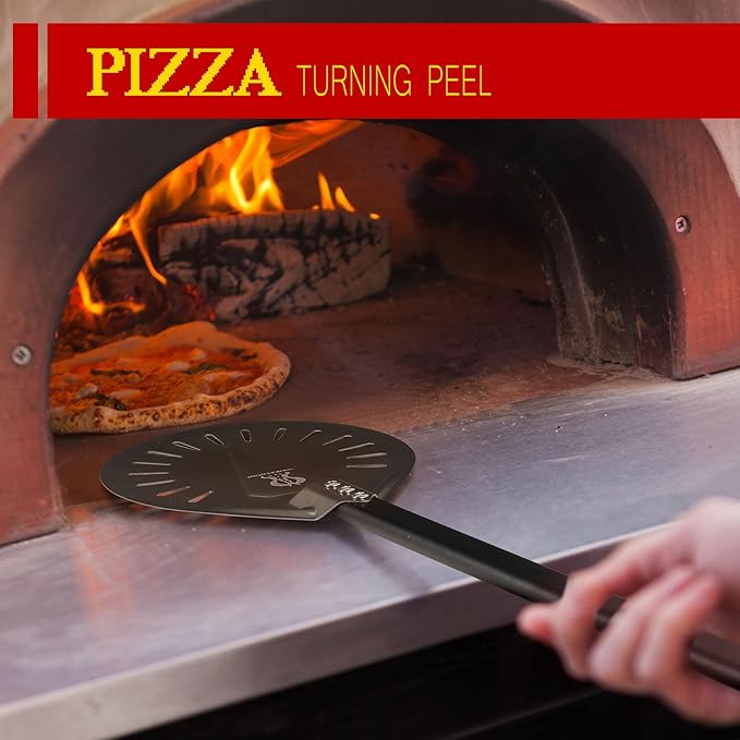 SHANGPEIXUAN 12-inch Hard Anodized Aluminum Pizza Spatula，Set Of 6 Commercial Pizza Oven Utensils, pizza Peel for Indoor & Outdoor Pizza Ovens, Pizza Oven Accessories
