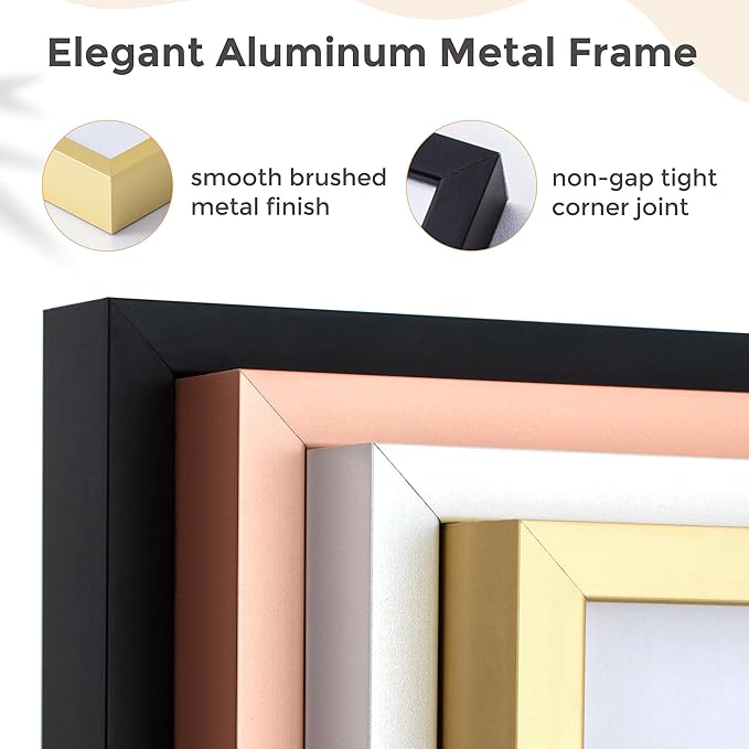 27x40 Metal Picture Frame For Wall With Mat For 24x36, 27''x40'' Aluminum Photo Frames With Tempered Glass For Home Decor, Minimalist Modern Poster Frame Horizontal And Vertical Formats, Rose Gold