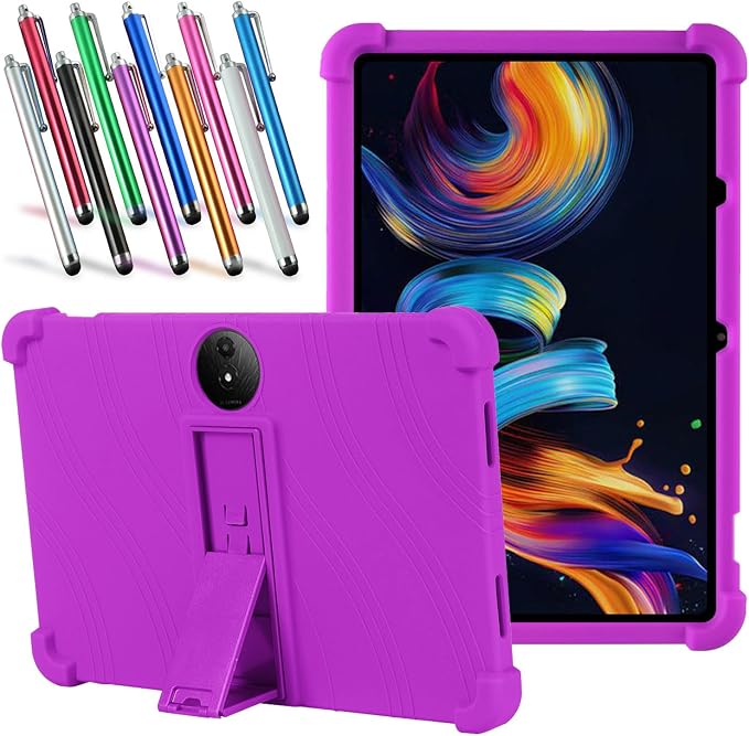 Case for TCL NXTPAPER 11 Plus Tablet 11.5 inch - Protective Lightweight Durable Silicone Stand Cover Case + 1 Random Color Stylus (Black)