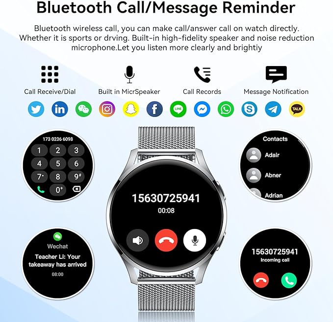 Smart Watch for Men Women Fitness: Waterproof Make/Answer Call Smart Watches for Men Digital Mens Watches Running Step Tracker Smartwatch Android Phones iPhone Samsung Compatible Heart Rate Monitor