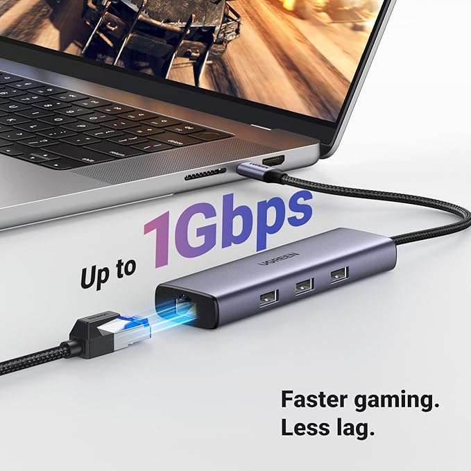 UGREEN Revodok 6 in 1 USB C Hub Gigabit Ethernet Adapter with 4K HDMI, 100W PD Charging, USB A Data Ports Compatible with Mac M1, M2, M3, iPad, iPhone 16 Pro/Pro Max, Steam Deck