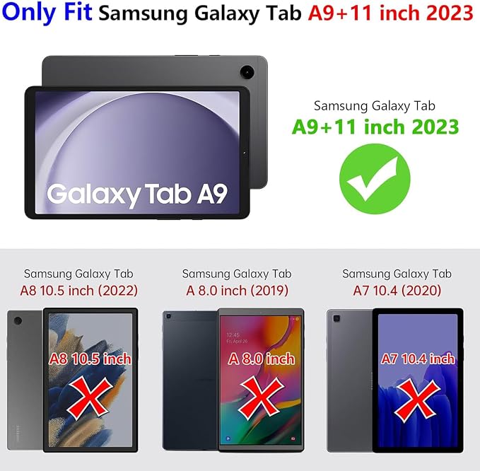 Galaxy Tab A9+ Case Kids Friendly EVA Rubber Stand Handle Grip Shockproof Protective Lightweight Cute Case Cover for Galaxy Tab A9 Plus 11 SM-X210 X215 X217 - Black