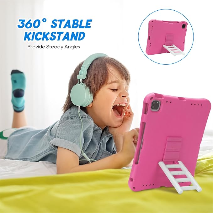 Kids Case for iPad Air 13 (2026/2025/2024) M4/M3/M2 &amp iPad Pro 13 2024 &amp iPad Pro 12.9 Cover 6th/5th/4th/3rd Gen (2022/2021/2020/2018) DIY Figures EVA Rubber Handle Stand Shockproof Bumper