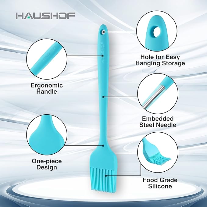 HAUSHOF Silicone Basting Pastry Brush, One-Piece Pastry Brush Set