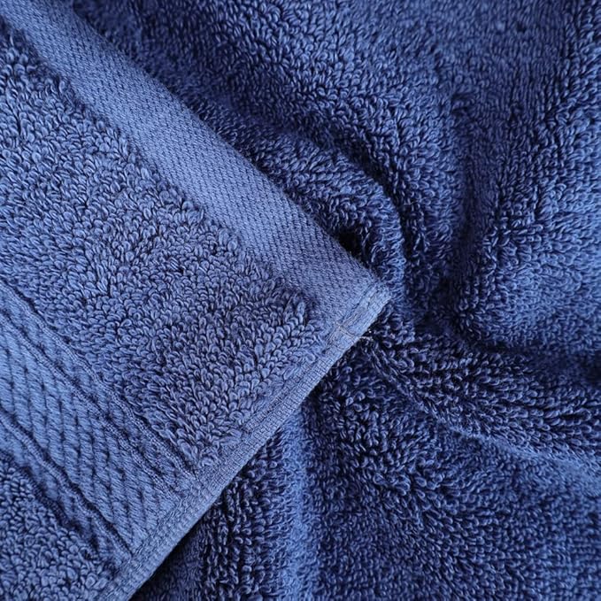 Superior Egyptian Cotton Pile Bath Towel Set of 2, Ultra Soft Luxury Towels, Thick Plush Essentials, Absorbent Heavyweight, Guest Bath, Hotel, Spa, Home Bathroom, Shower Basics, Navy Blue