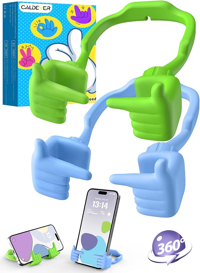 Phone Stand Holder for Desk Stocking Stuffers for Teenage Girls Boys (2 Black/Macaron Blue)