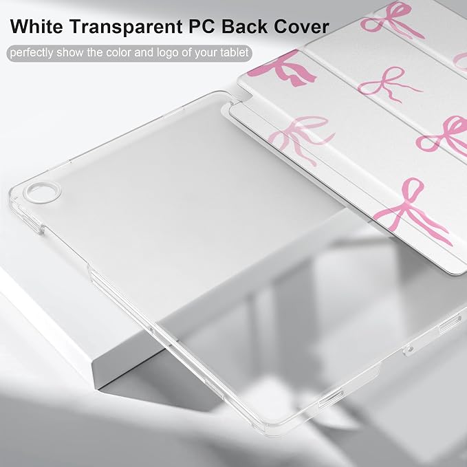 Case for Samsung Galaxy Tab A11 Plus A11+ 11 inch (2025/2026) &amp Tab A9 Plus A9+ 11 inch (2024/2023) Slim Smart Stand Cover with Translucent Hard Back Auto Wake/Sleep - Bear with Bows