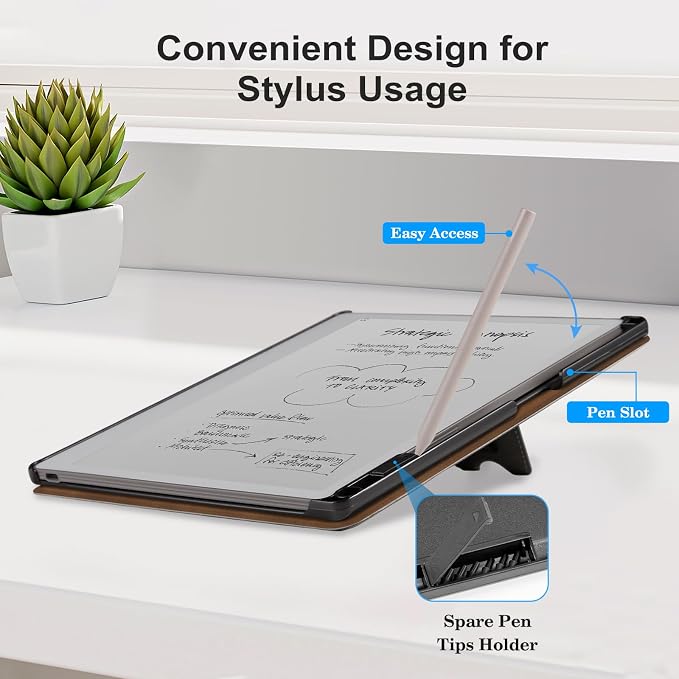 CoBak Stand Case for Remarkable 2 Paper Tablet 2020 10.3 with Hand Strap | Lightweight and Hard Back Shell Protective Book Folio Cover with 2 Kickstand Stand Angles and Pen Holder Features Black