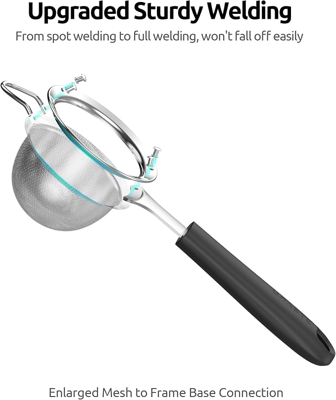 U-Taste Small Fine Mesh Strainer: 18/8 Stainless Steel 3.35in 30 Mesh Kitchen