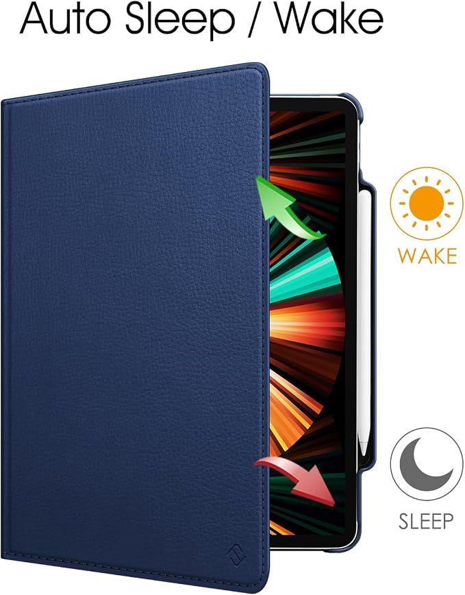 Fintie Rotating Case for iPad Pro 12.9-inch 6th/5th/4th/3rd Generation | 360° Swivel Stand Landscape &amp Portrait Viewing Shockproof Protective Cover Pencil Holder Auto Sleep/Wake Black