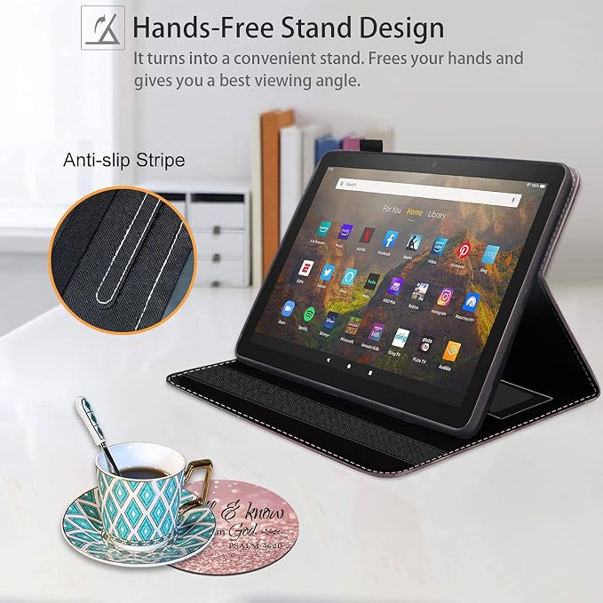 Case for All-New Amazon Kindle Fire HD 8/Fire HD 8 Plus Tablet (12th/10th Generation 2022/2020 Release) - Premium PU Leather Cover with Auto Sleep Wake Bible Verse Jeremiah 29:11