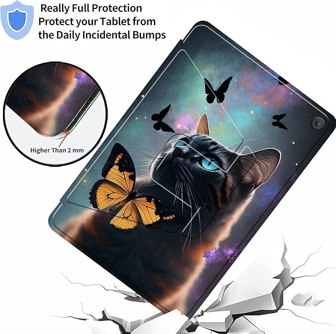 Case for Samsung Galaxy Tab A9 8.7-Inch 2023360 Degree Rotating Multi-Angle Viewing Protective Cover with Auto Sleep/Wake-Blue Butterfly